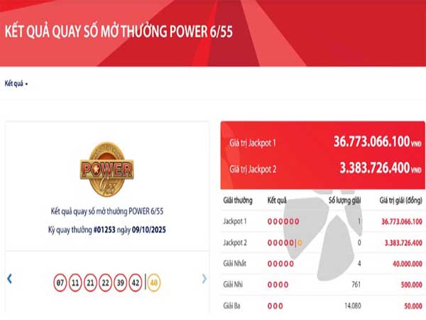 Vietlott công bố vé số trúng Jackpot gần 37 tỷ đồng
